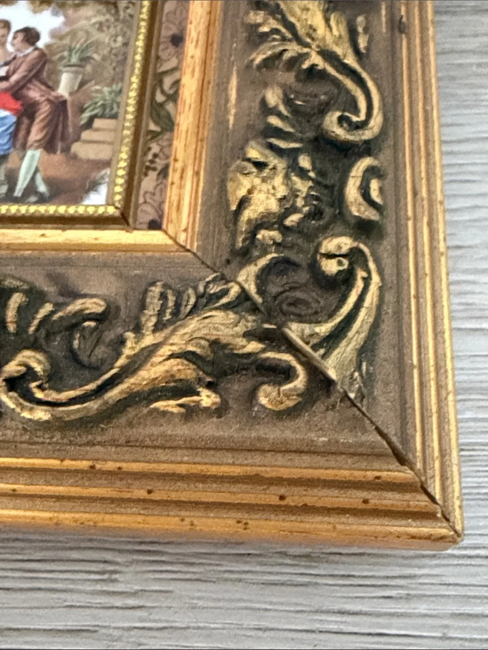 Ornate Gold Framed Romantic Wall Art - Gold